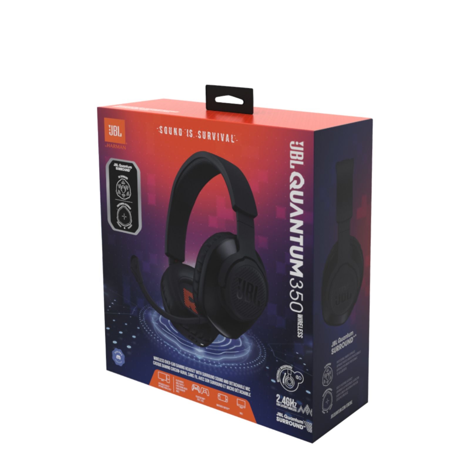 JBL Quantum 350 Wireless PC Gaming Headset with Detachable Boom Mic