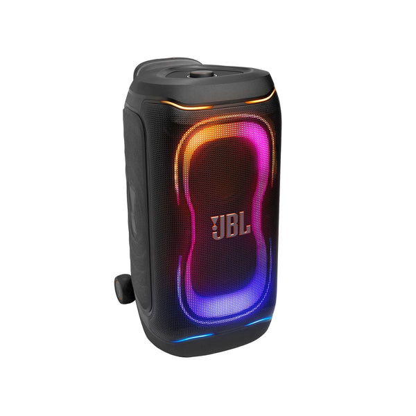 JBL PartyBox 330 Portable Party Speaker with JBL Legendary Sound, Futuristic Lighting, a Telescopic Handle and Wide Wheels.