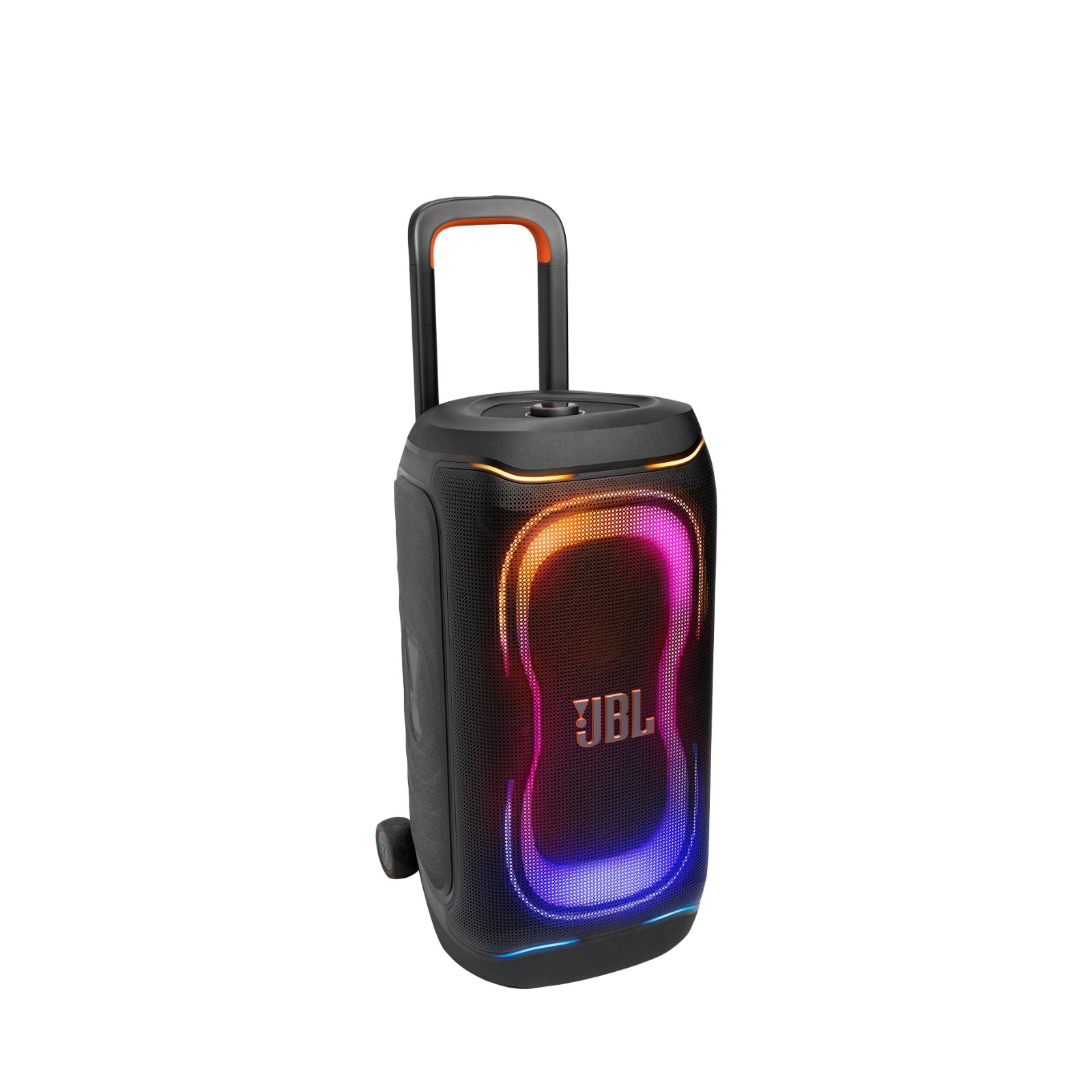 JBL PartyBox 330 Portable Party Speaker with JBL Legendary Sound, Futuristic Lighting, a Telescopic Handle and Wide Wheels.