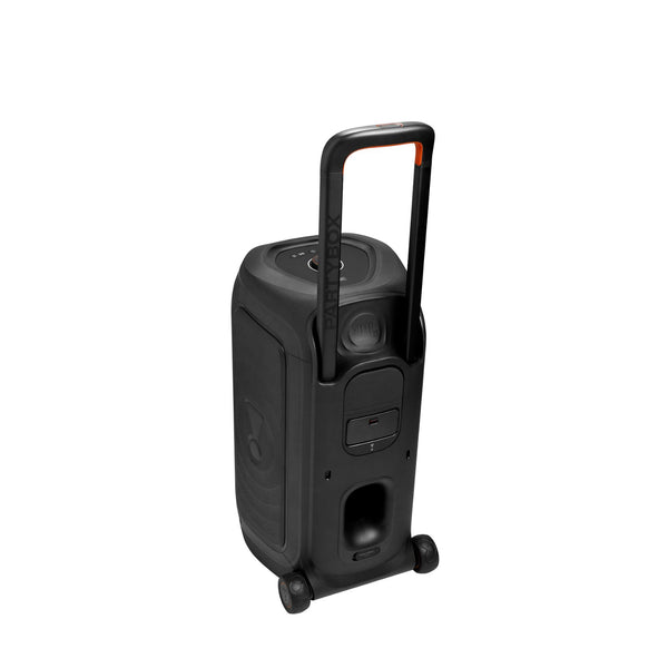 JBL PartyBox 330 Portable Party Speaker with JBL Legendary Sound, Futuristic Lighting, a Telescopic Handle and Wide Wheels.