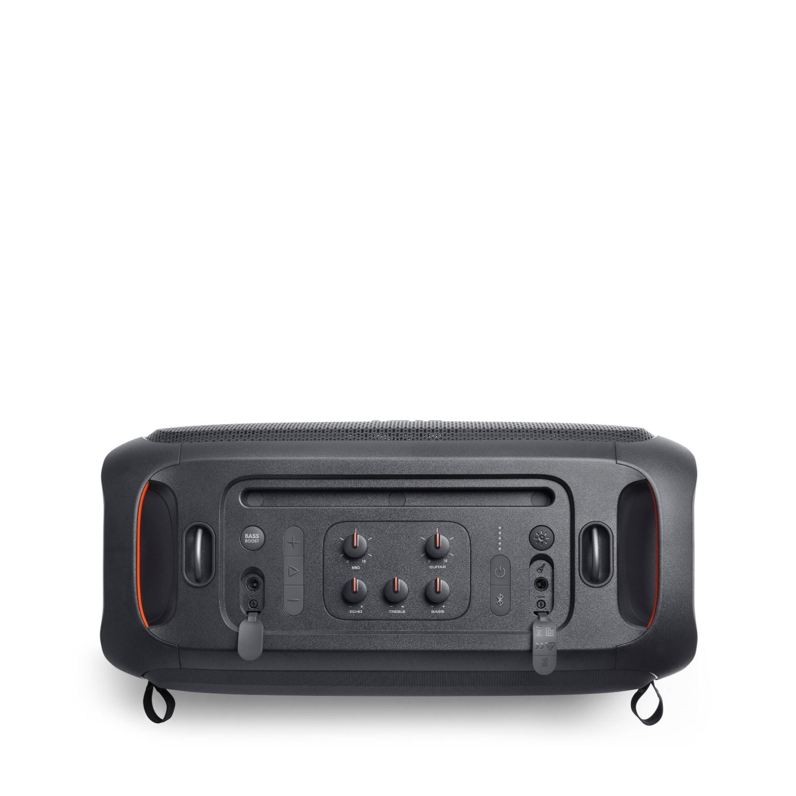 JBL Partybox On-The-Go 2 Portable party speaker with two wireless digital mics, handle and a shoulder strap