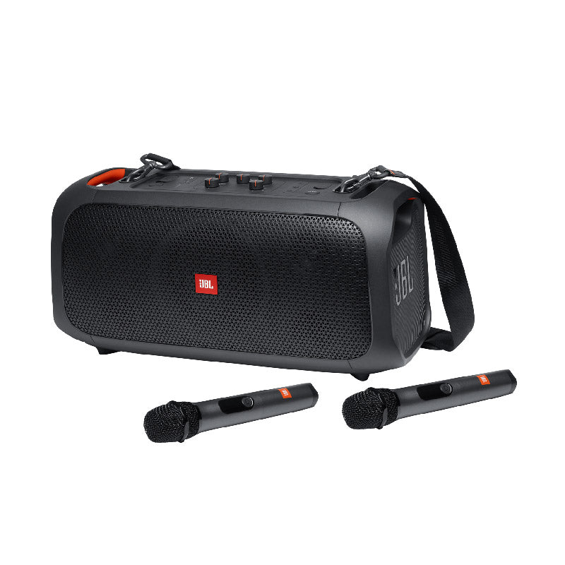 JBL PARTYBOX ON-THE-GO Portable party speaker with built-in lights and 2x Wireless Microphone